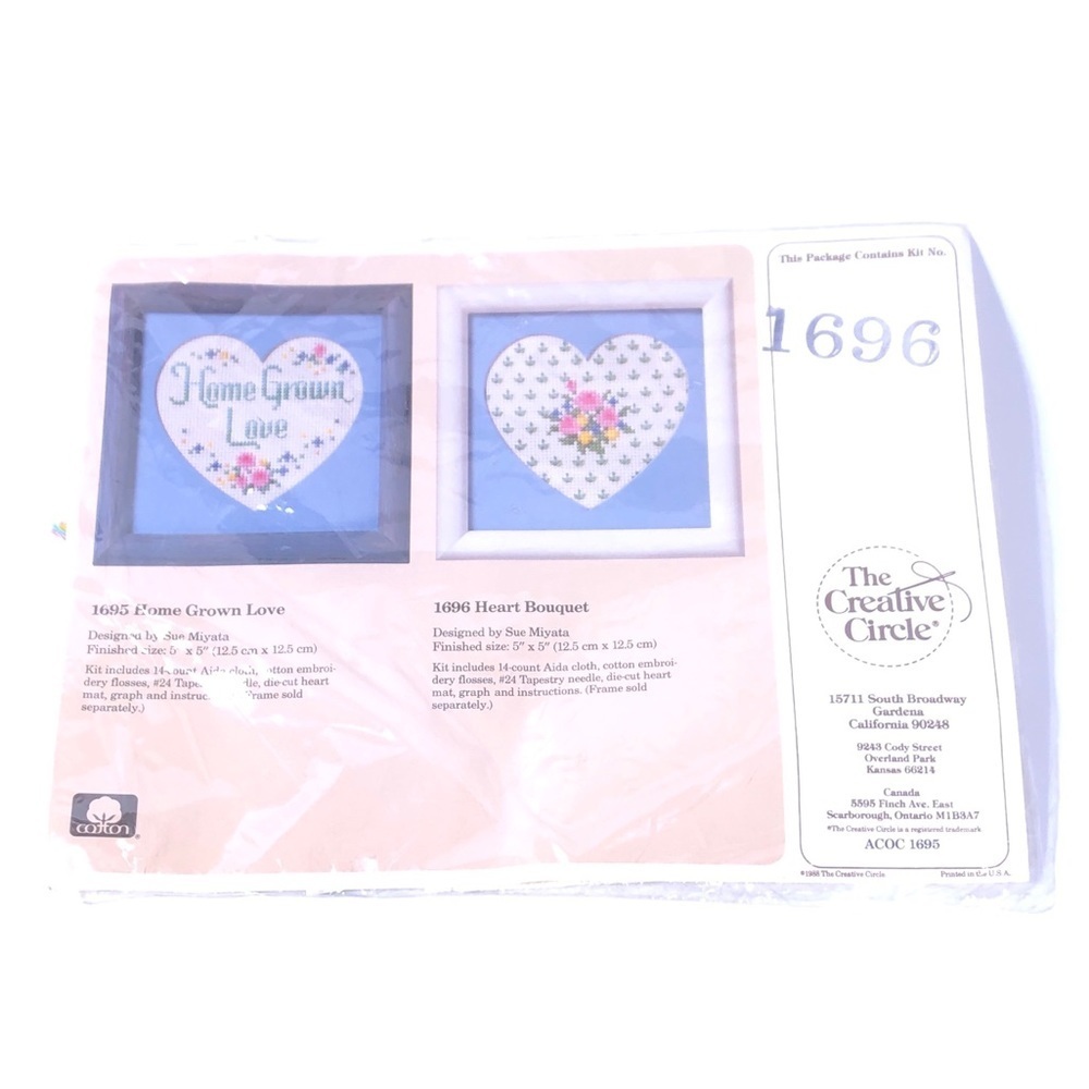The Creative Circle Sue Miyata 1696  Hearts Bouquet Needlecraft Kit Vintage